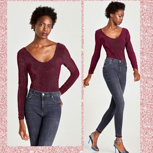 Zara Tops - ZARA Shimmery knit bodysuit BNWT